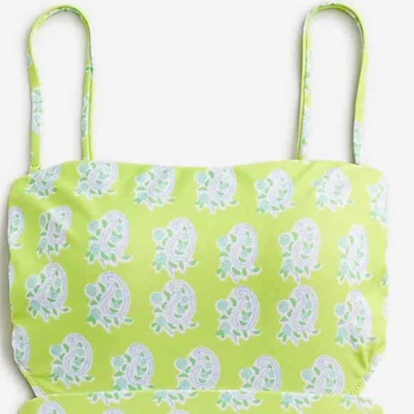 J.Crew SZ Blockprints™ X cutout one-piece swimsuit in green paisley